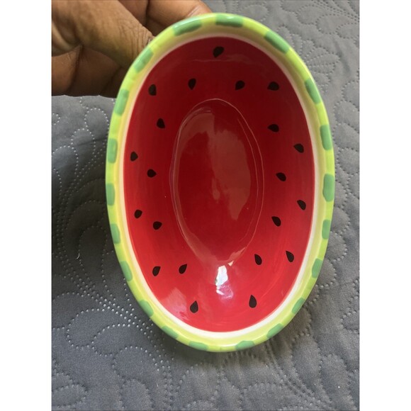 Vintage Sur la Table Watermelon Party Dipping Bowl 5.5 “Lx3.5”Wx2.5”D Serverware - Picture 5 of 7